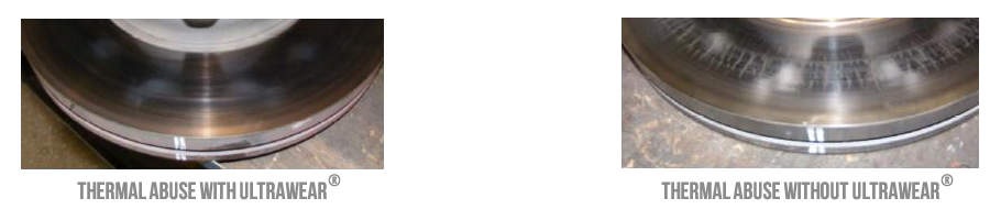 result of thermal abuse on a brake rotor with and without the Ultrawear process